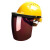 曌月定制电焊面罩配安全帽式焊工防护面具防烤脸护脸全脸焊头戴式焊帽 (茶色)面罩+三筋透气(黄色)安全