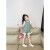 SMYG2024春夏季女童短袖套装儿童时髦洋气运动休闲两件套宝宝网红衣服 绿色花边牛仔套装(上衣+短裤) 80cm