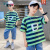 迪士尼（Disney）品牌童装男童条纹短袖t恤韩版夏装儿童衣服夏季男孩半袖大童上衣 绿色 120cm
