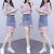 迹洛克牛仔半身裙2024新款韩版网红套装洋气时尚女装裙子两件套年轻漂亮 粉色套装 S 建议80-95