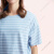 诺帝卡（NAUTICA）女装夏季蝙蝠袖条纹透气休闲短袖圆领22TO10 42T蓝色(222) L