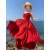 露雅茉沙滩裙海边旅游度假新款气质浪漫玫瑰系带大摆收腰显瘦吊带连衣裙 暗红色 S