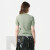 唐朱迪（T.ZHODI）2023夏季新款女装圆领镂空针织衫设计感贴花优雅短袖上衣 绿黄42 M