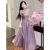 萃宝妮裙子夏天女装2024夏季新款显瘦气质连衣裙简约气质高腰长裙潮 紫色连衣裙 L 110-125斤