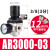 ar2000-02气泵调压阀气动可调式精密减压阀气体调压表气源处理器 AR3000-03配12MM接头两个PC12-0