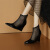 古艾马夏季薄款网靴女小个子坡跟厚底时装短靴黑色漆皮尖头高跟凉靴A021 黑色 37