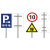 交通标志牌道路指示牌路反光警示牌铝合金广告牌定制 立柱款带抱箍 40x60cm