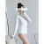 维诺亚新款韩式小香风白色长袖泳衣女遮肚显瘦保守学生少女泡温泉感 主图款式 XL码 (适合108-125斤)