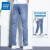 真维斯（Jeanswest）夏季薄款牛仔裤男冰丝修身直筒潮牌男裤新款弹力男士长裤子 蓝色 32码