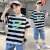 迪士尼（Disney）品牌童装男童条纹短袖t恤韩版夏装儿童衣服夏季男孩半袖大童上衣 绿色 120cm