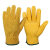 曼睩 M码黄色短款1副 电焊皮革手套防烫防飞溅牛皮焊工耐磨加长加厚劳保手套ML018
