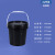 黑色大口桶工业级水桶塑料桶密封桶油漆桶油墨桶胶桶桶小桶大桶机油桶带盖带提手黑色避光桶 25L-黑色