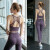 冰朵晶 瑜伽服运动套装女夏网红时尚美背外穿背心专业高端健身房晨跑步 侧镂空运动背心两件套-紫色 XL