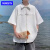 华夫格设计感拉链衬衫男短袖夏季韩版高级小众金属痞帅短袖衬衣服 白色 L