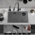 隐藏吧台水槽厨房隐形单槽日式带盖岛水盆不锈钢纳米黑 70*40折叠式龙头