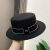 ALBINELE女士秋冬法式小檐毛呢礼帽英伦复古平沿白色平顶帽百搭黑色爵士帽 M（56-58cm）帽檐6.5 黑色