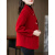 恒源祥短款双面绒外套春秋款女士新款外套时尚双面绒毛呢外套上衣 红色 L 95-110斤