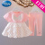 迪士尼女童夏装纯棉套装儿童短袖婴儿时髦公主裙童装一岁女宝宝洋气衣服 粉红色 加大一个尺码拍 73cm