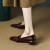 BUDDY BELLE女鞋法式复古风小方头金属扣单鞋一脚蹬羊皮乐福鞋2024年秋季低跟 酒红色 38