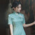 爱图荣夏季改良旗袍复古日常素雅气质2024新款法式年轻少女小个子连衣裙 蓝色 XXL