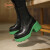 鞋柜（shoebox）达芙妮集团旗下马丁靴女2024年拼色新款高跟烟管潮流厚底烟筒切尔 绿色 36