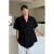 爱图荣华夫格双排扣西装领短袖上衣2024夏季韩版设计感ins衬衫上衣 黑色 M