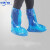 一次性鞋套防水雨天加厚长筒养殖场靴套防滑户外漂流耐磨塑料脚 蓝色橡筋款20只