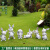 户外花园摆件仿真卡通兔子动物雕塑园林幼儿园庭院小区草坪装饰品 HY1018-5灰色侧卧单手撑地兔子 -(送货上门