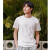 真维斯男装 夏季新款 圆领纯色宽松弹力休闲学生短袖T恤 LE 2100白色 XL