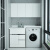 不锈钢阳台洗衣机柜组合石英石一体台盆定制水槽切角浴室带搓衣板 1.2米双门
