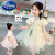 迪士尼（Disney）女童连衣裙夏装新款儿童洋气复古旗袍公主裙夏中国风汉服 绿色 (包包) 120