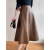 DOEX春季新款绵羊皮皮裙皮裙立体拼接高腰中长款半身裙 咖啡色 S