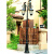动真格（DongZhenGe）LED太阳能 欧式别墅路灯户外防水灯室外花园铝材高杆灯3米AA 钻石款 2.1米 3头 砂黑 一灯三色带遥控