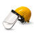 透明防护面罩安全帽面屏电焊打磨防冲击防飞溅全脸耐高温防尘面具 黄色安全帽+PC加厚进口1.5MM面