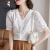 啄木鸟（TUCANO）蕾丝女装2024年夏季新款温柔白色小衫气质泡泡袖短袖 白色 M
