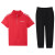 乔丹（QIAODAN）纯棉运动服套装女夏天2024年新款大码宽松夏季短袖冰丝休闲两件套 2016红色短袖+七分裤立领款 2xl