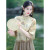 EYNL新中式女装中国风禅意茶服女夏民国改良旗袍两件套连衣裙汉服套装 美人咖上衣 S