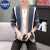 NASA LEAP2023秋季时尚条纹撞色开衫毛衣休闲针织衫上衣潮流男装外套 1009蓝色 M 适合85-105斤