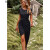 端致（DUANZHI）2024新款女装色短袖连衣裙夏季欧美时尚褶皱不规则裙子 黑色 XL