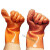 手套劳保加绒耐磨防刺防水防滑防油耐酸碱工业全浸塑专用杀鱼手套 特大号橘色颗粒止滑（XL）5双