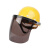 焊途电焊防护罩安全帽面罩焊工专用防护打磨切割割草焊帽子头戴式面具 黄安全帽+支架+灰色屏