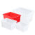 加厚塑料长方形水箱周转储水洗澡桶养鱼龟水产养殖泡瓷砖箱特大号 特厚90升红色水箱