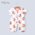 小狗比格新生儿衣服宝宝短袖连体衣婴儿夏装睡衣纯棉哈衣薄款 橘红 59cm 建议0-3个月