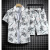兔岚三亚风沙滩套装男海边度假短袖花衬衫男士港风复古海南三亚夏威夷 C54套装 白色 M