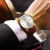 上海瑞士品牌男士手表石英表皮带腕表休闲商务时尚防水简约腕表 间黑