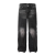 迈迪萨美式复古设计感水洗黑色牛仔裤男直筒潮牌高街vibe裤子 黑色 S