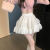 美丽娥张元英同款百褶裙蕾丝蛋糕A字短裙子夏季2024新款芭蕾风高腰白色 白色 S