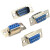 蓝色 DB9 母头/孔/DB9 公头/针/ DB9 外壳 串口插头 RS232 焊接头 公头