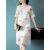 LGXP意大利品牌女装妈妈夏装洋气质连衣裙40岁50中老年人新款遮肚雪纺 杏色 XL （建议90-105斤）