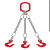 HILLSLING 山水 两腿钢丝绳索具 D18X2m 组合(两根 一个8T吊环 两个3.8T钩） 插编带油